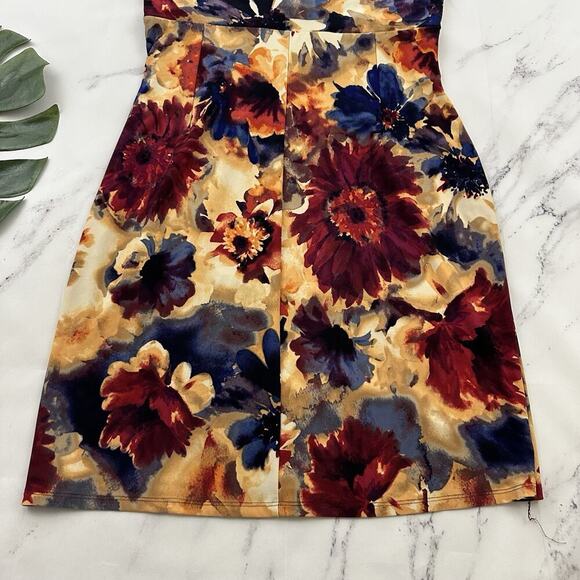 Lauren Ralph Lauren Draped Sheath Dress Size 12 Petite Yellow Blue Floral - Picture 9 of 9